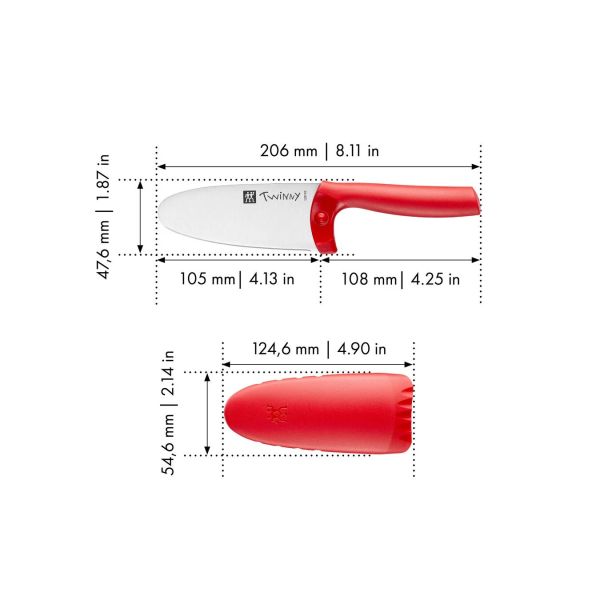 ZWILLING TWINNY Kinderkochmesser 10 cm, Rot Edelstahl ab 3 Jahren geeignet