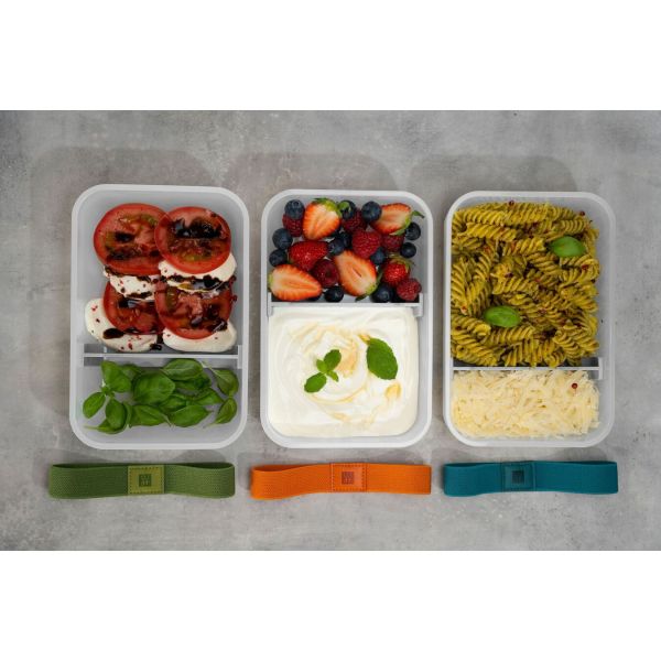 ZWILLING Fresh & Save Vakuum Lunchbox Set, L flach / 6-tlg, Kunststoff, Semitransparent-Grau