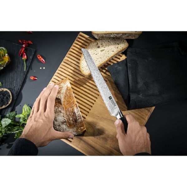ZWILLING Tanrei Messer Brotmesser, 23 cm Wellenschliff Premium-Stahl. 101 Lagen