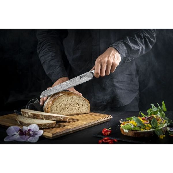 ZWILLING Tanrei Messer Brotmesser, 23 cm Wellenschliff Premium-Stahl. 101 Lagen