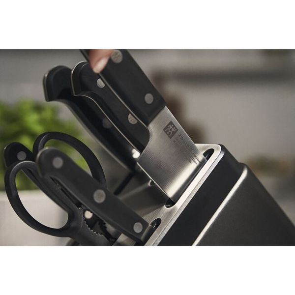 ZWILLING Gourmet Messer Selbstschärfender Messerblock, 7-tlg Esche Anthrazit