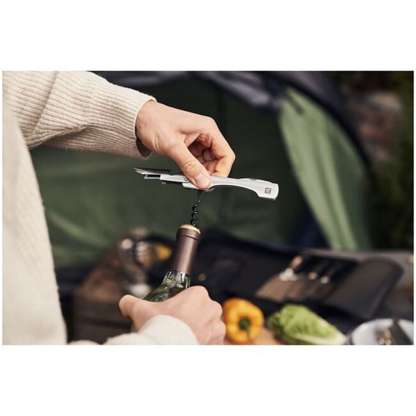 ZWILLING **** VIER STERNE Messer Reiseset, 7-tlg Schwarz Buchenholzbrett