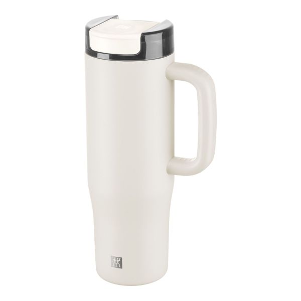 ZWILLING Thermo Plus Isolierbecher Thermobecher mit Strohhalm, 900 ml Edelstahl Cream