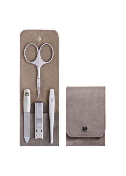 Zwilling TWINOX Taupe Manicure Etui Nagelpflege Taschen-Etui, Rindleder, taupe, 4-tlg.