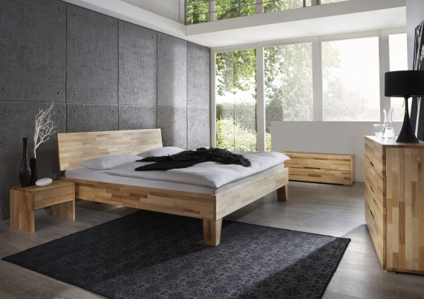 Massivholzbett Buche lackiert 160 x 200 cm Doppelbett Schlafzimmer