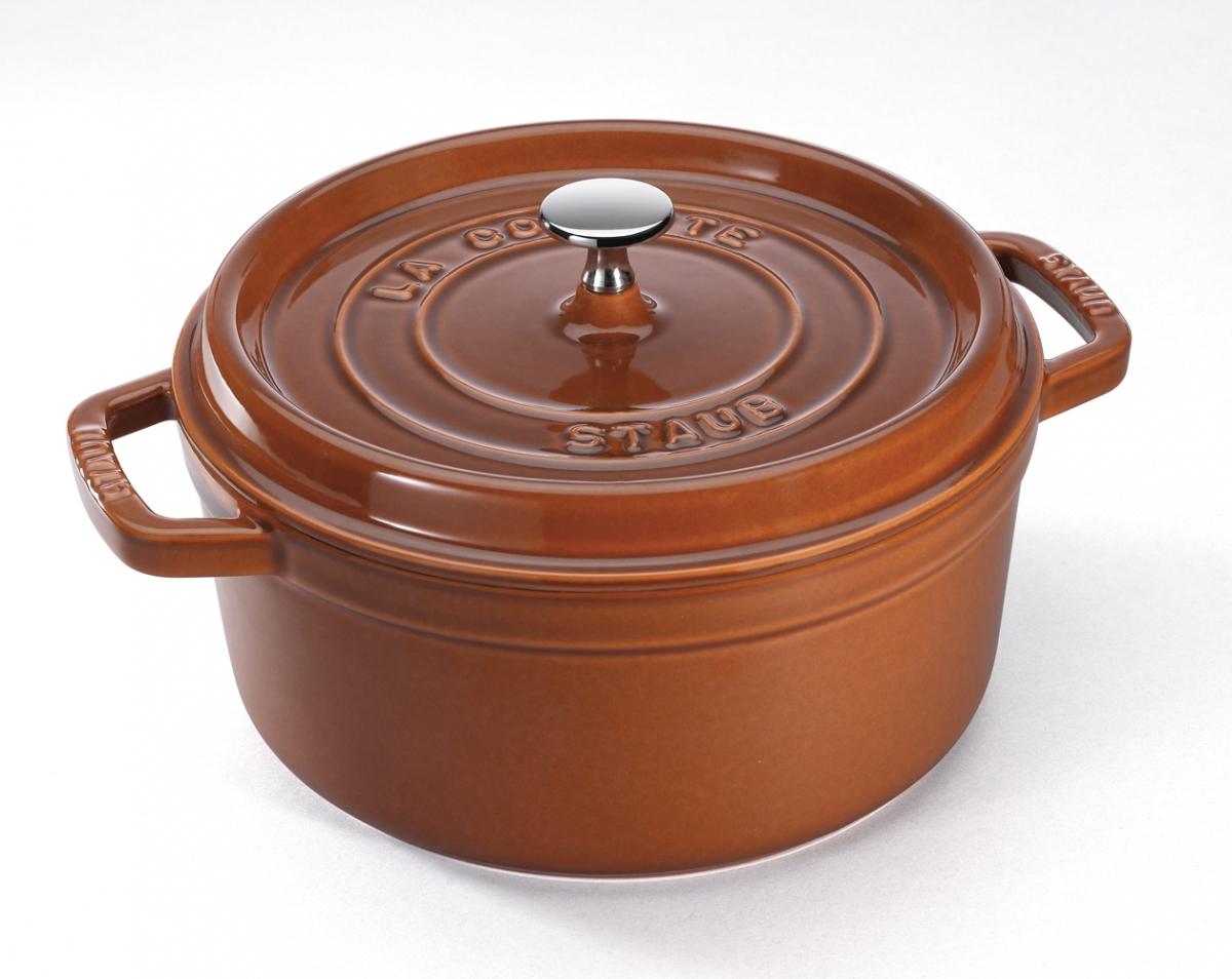 Staub Kochgeschirr Cocotte Bräter Kochtopf Bratentopf rund Zimt 24 cm