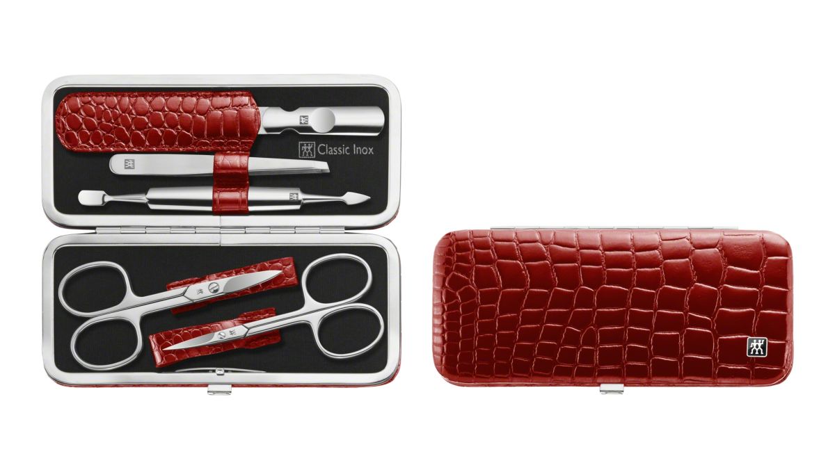 ZWILLING Classic Inox Rahmen-Etui, Manicure Etui Nagelpflegeset rot