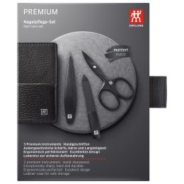 Zwilling Maniküre Pediküre Set 3tlg. mit Nagelschere, Leder, schwarz