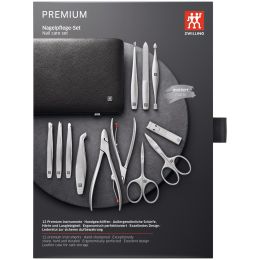 Zwilling Maniküre Pediküre Set 12tlg. mit Kompakt-Nagelknipser, Leder, Schwarz