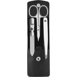 Zwilling CLASSIC INOX Maniküreset Manicure Etui Nagelpflege Taschen-Etui Rindleder schwarz 3-tlg.