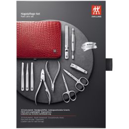 Zwilling Maniküre Pediküre Set 10tlg. mit Nagelknipser, Leder, rot