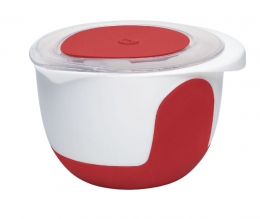 Emsa MIX & BAKE Quirltopf Rührtopf Quirltopf Rührtopf Rührschüssel Backschüssel Backschüssel  2l weiß/rot +Deckel