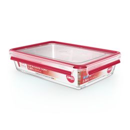 Emsa CLIP & CLOSE GLAS Aufbewahrungsbehälter Glasbehälter Frischhaltedose,rechteckig 3,0 L