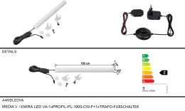 MEDIA V/EMIRA LED VA -1xPR-1900-CW- 1xTRAFO-FUßSCHALTER