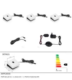 PORTUM LED VA-3xDOJO-CW+1xTRAFO-FUßSCHALTER