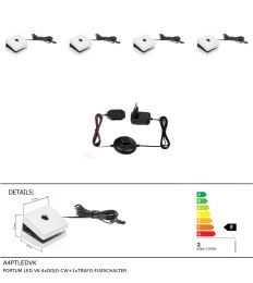 PORTUM LED VK-4xDOJO-CW+1xTRAFO-FUßSCHALTER