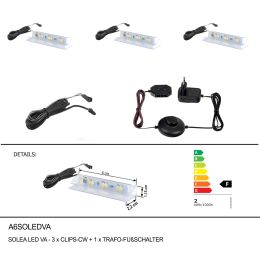 SOLEA LED VA-3xCLIPS-CW+1xTRAFO-FUßSCHALTER