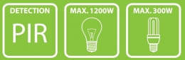 Plug-In ES360P Stecker / Zwischenschalter mit Infrarotsensor, 120°, max. 1200W
