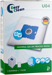 5er-Set Stausaugerbeutel EasyClean EC-.U04, Universal, AEG, AFK, Princess, Tristar, 5 Mikrofaser und 1 Motorfilter