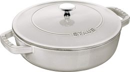 Staub Braisers Schmorpfanne Chistera, 28 cm rund Gusseisen Weisser Trüffel