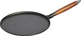 Staub Pans Töpfe und Pfannen Pfannkuchenpfanne, 28 cm | rund | Gusseisen | Schwarz