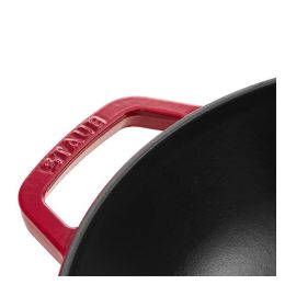 Staub Specialities Wok mit Glassdeckel, 30 cm rund Gusseisen Kirsch-Rot