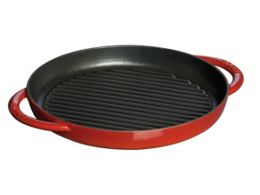 Staub Grill Pans Pure Grill, 30 cm rund Gusseisen Kirsch-Rot Für alle Herdarten