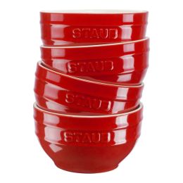 Staub Ceramique Schüsselset, Schüssel 4-tlg Kirsch-Rot Keramik 14 cm 0,7 Liter Zubereiten und Servieren