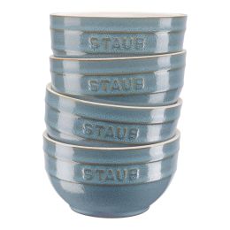 Staub Ceramique Schüsselset,Schüssel  4-tlg Antik-Türkis Keramik 14 cm 0,7 Liter  Zubereiten und Servieren
