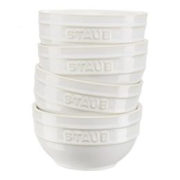 Staub Ceramique Schüsselset, Schüssel 4-tlg Elfenbein-Weiß 14 cm 0,7 Liter Zubereiten und Servieren