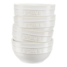 Staub Ceramique Schüsselset, Schüssel 4-tlg Elfenbein-Weiß Keramik 12 cm 0,4 Liter