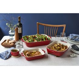 Staub Ceramique Ofenformenset, 3-tlg rechteckig Kirsch-Rot Keramik kratzfest