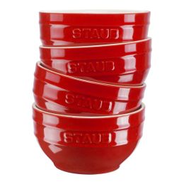 Staub Ceramique Schüsselset,Schüssel 4-tlg Kirsch-Rot Keramik 12 cm 0,4 Liter