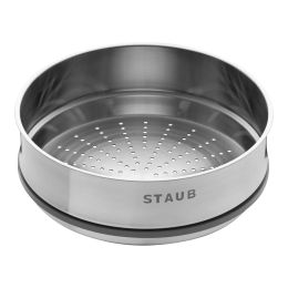 Staub  Dämpfeinsatz, rund 24 cm Edelstahl Silber starke Silikondichtung