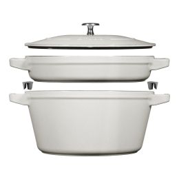 Staub La Cocotte Kochtopfset, 2-tlg rund Gusseisen Weisser Trüffel Kochtopf Topf