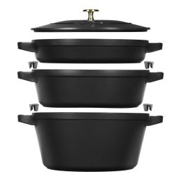 Staub La Cocotte Kochtopfset, 3-tlg rund Gusseisen Schwarz