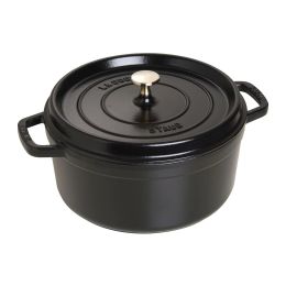 Staub La Cocotte Cocotte, 26 cm Schwarz rund Gusseisen Bräter Kochtopf Schmortopf