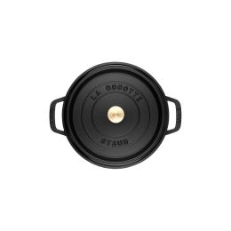 Staub La Cocotte Cocotte, 26 cm Schwarz rund Gusseisen Bräter Kochtopf Schmortopf