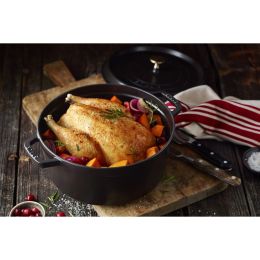 Staub La Cocotte Cocotte, 26 cm Schwarz rund Gusseisen Bräter Kochtopf Schmortopf