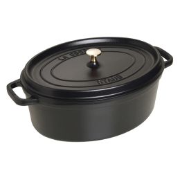 Staub La Cocotte Bräter Topf 37 cm oval Schwarz Gusseisen Für alle Herdarten i