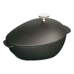 Staub Muscheltopf Topf Bräter (mit vernickeltem Knopf) Schwarz 25 cm 2 l