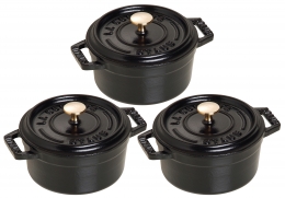 Staub Cocotte Staub 3er Set Runde Cocotte 14cm in schwarz