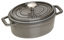 Staub Kochgeschirr Cocotte Bräter Kochtopf Bratentopf oval Graphitgrau 15 cm