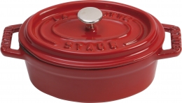 Staub Kochgeschirr Mini Cocotte oval Kirschrot 11 cm