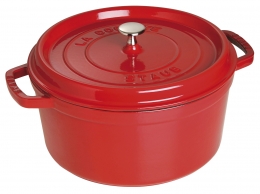 Staub Kochgeschirr Cocotte Bräter Kochtopf Bratentopf rund Kirschrot 30 cm