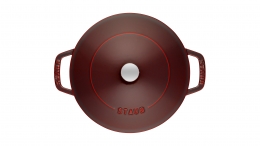 Staub Kochgeschirr Multifunktionsbräter mit Chistera Drop Structure Bräter Bratentopf rund Grenadine 28 cm