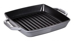 Staub Kochgeschirr Grillpfanne Bratpfanne mit 2 Griffen quadratisch Graphitgrau 23cm