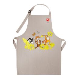 ZWILLING Textiles Kinderschürze aus Baumwolle 60 cm x 45 cm, Grau farbenfrohem Tier Motiv