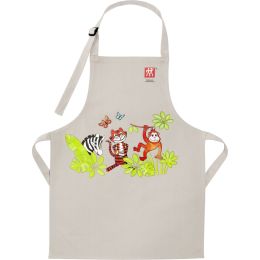 ZWILLING Textiles Kinderschürze aus Baumwolle 60 cm x 45 cm, Grau farbenfrohem Tier Motiv