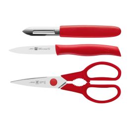 ZWILLING TWIN Grip Messerset 3-tlg, Rot Edelstahl eisgehärtete Klinge